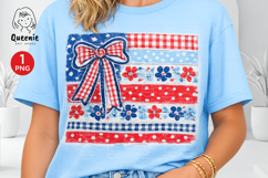 Cute Coquette American Flag 4th of July Bow Floral Product Image 1