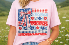 Cute Coquette American Flag 4th of July Bow Floral Product Image 3