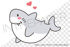 Cute and fat shark PNG summer clipart sea animal illust Product Image 1