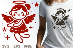 Cute AngelSVG File | Christmas SVG | Whimsical Holiday Angel Product Image 1