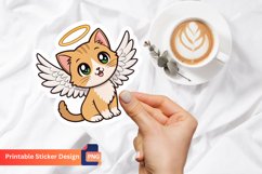 Cute Angel Kitten Sticker, Cartoon Angel Kitten Sticker Product Image 1