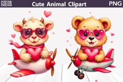 Valentine Cow Clipart | Valentine Bear Clipart Product Image 1