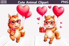 Valentine Horse Clipart | Horse Heart Balloons Clipart Product Image 1