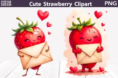 Funny Strawberry Clipart | Love Valentine Clipart Product Image 1