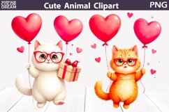 Valentine Cat Clipart | Valentine Cat Sublimation Product Image 1