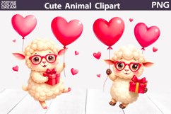 Valentine Sheep Clipart | Sheep Heart Balloons Clipart Product Image 1