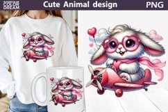 Cute Bunny Heart Clipart | Valentine Rabbit Clipart Product Image 1