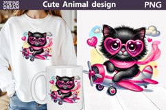 Cute Cat Clipart | Valentine Black Cat Clipart Product Image 1