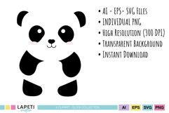Simple panda animal graphics for children’s shirts, labels and party printables