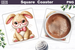 Cute Bunny Egg Square Coaster | Easter Sublimation Product Image 1