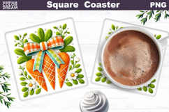 Spring Carrot Square Coaster | Easter Sublimation Product Image 1