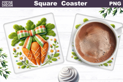 Spring Carrot Square Coaster | Easter Sublimation Product Image 1
