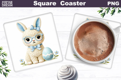 Cute Bunny Egg Square Coaster | Easter Sublimation Product Image 1