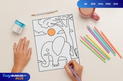 Cute Elephant Under The Tree Coloring Page Product Image 1