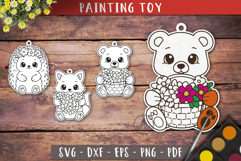 Cute Animal Flower Painting Ornament SVG 
