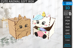 Kids Gift Box Laser Cut|Candy Box|Mini Box|Cute Animals SVG Product Image 1