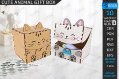 Kids Gift Box Laser Cut|Candy Box|Mini Box|Cute Animals SVG Product Image 1