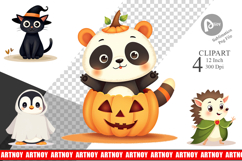 Cute Halloween Animal Clipart Product Image 1