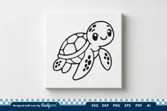 Cute Turtle SVG | Adorable Sea Animal Cut File Product Image 2