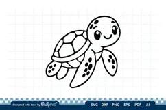 Cute Turtle SVG | Adorable Sea Animal Cut File Product Image 1