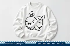 Cute Whale SVG | Adorable Ocean Animal Cut File Product Image 3