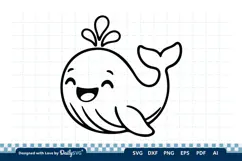 Cute Whale SVG | Adorable Ocean Animal Cut File Product Image 1