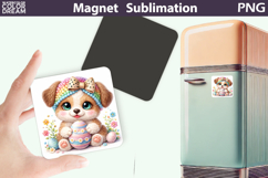 Cute Animal Easter Magnet | Puppy Egg Sublimation Product Image 1
