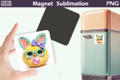 Cute Animal Easter Magnet | Chick Bunny Ears Sublimation Product Image 1