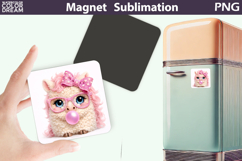 Cute Animal Magnet | Horse Glasses Bubble Gum Sublimation Product Image 1