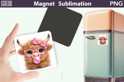 Cute Animal Magnet | Highland Cow Glasses Bubble Gum Product Image 1