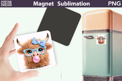 Cute Animal Magnet | Highland Cow Glasses Bubble Gum Product Image 1