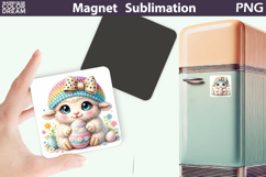 Cute Animal Easter Magnet | Lamb Egg Sublimation Product Image 1