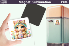 Cute Animal Easter Magnet | Horse Egg Sublimation Product Image 1