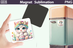 Cute Animal Easter Magnet | Kitty Egg Sublimation Product Image 1
