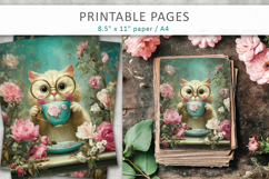 whimsical animal printable pages, junk journal papers Product Image 1