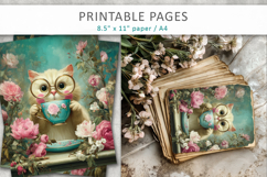 whimsical animal printable pages, junk journal papers Product Image 3
