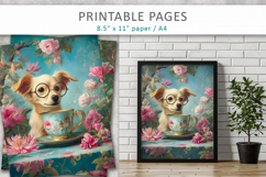 cute dog wearing glasses illustration, printable paper Product Image 1