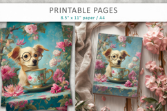 cute dog wearing glasses illustration, printable paper Product Image 7