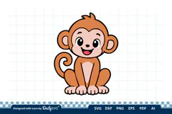 Cute Monkey SVG | Adorable Animal Cut File Product Image 3