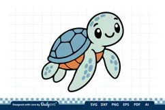 Cute Turtle SVG | Adorable Sea Animal Cut File Product Image 1