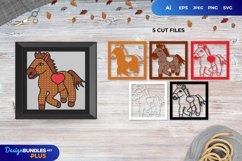 Horse with Heart Pattern 3D Shadow Box Layered Papercut Product Image 1