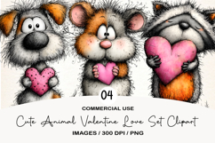 Cute Animal Valentine Love Set Clipart Product Image 1