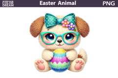 Baby Animal Easter Clipart | Puppy Egg Sublimation Product Image 1