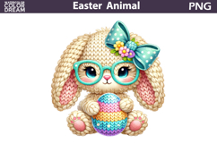 Baby Animal Easter Clipart | Bunny Glasses Egg Sublimation Product Image 1