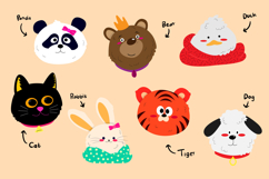 Cute Animals Face Illustration bundles | 7 Animal Faces Product Image 2