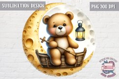 Cute Teddy Bear on Moon Sublimation Design Kids Decor Print Product Image 1