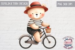 Cute Teddy Bear in Hat Sublimation Design Kids Decor PNG Product Image 1