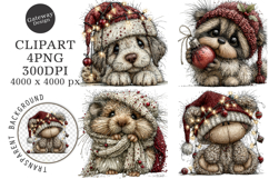 Cute Animals Christmas Clipart Product Image 1
