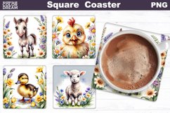 Spring Animals Square Coaster | Animals Flowers Coaster Product Image 2