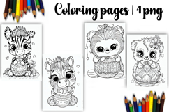 Cute animals Design |Easter Coloring pages Product Image 1